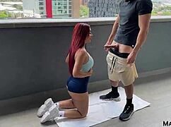 Holy Fuck! Fat Ass Redhead's New Trainer Pounds Her Gym Booty