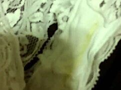 i grab my wife's panties and jerk off hard imagining her wet pussy wrapped around me