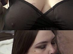 damn! curvy beauty strips dirty on double screen undressing fat tits and ass teasing hard!