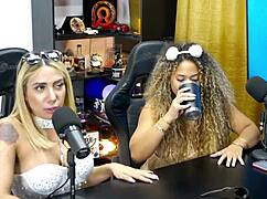 Novinha bruna lambertini lifts skirt flashing tight ass winking tasty for camera with isa moura.