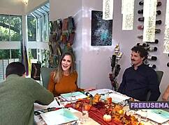 our family's thanksgiving freeuse 4some got mommy's tits bouncin n milfs spittin everywhere