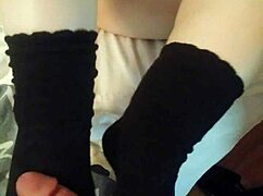 Chubby Dude Jerks Cock With Socks On Feet Fetish Style