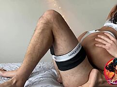 indian desi college babe rides roommate in calvin kleins for huge load