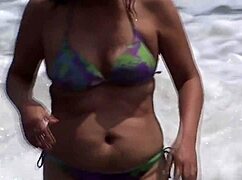 i can't hold back at the beach masturbating to stepsons huge cock