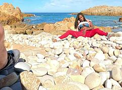 after hiking we hit the secret beach where i lick sugardaddy cum off his cock then ride