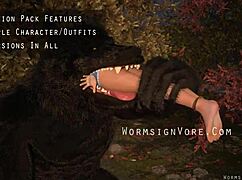 Werewolf devours barefoot cocktail waitress feet and swallows monster load