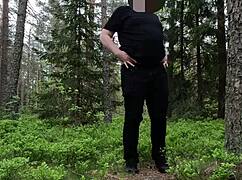 chubbykaot flashes curvy belly and masturbates fat ass in forest close-up