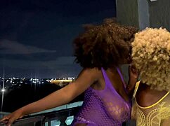 two horny ebony lesbian teens finger huge clits and squirt wildly on balcony full vid