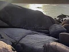 Blonde wife with pink pussy barebacks hung stud on nudist beach cuckolding husband