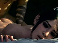 Sexy Shadowheart's Bald Pussy Takes Huge Dildo While Miranda Pounds Anal Beads Backshots