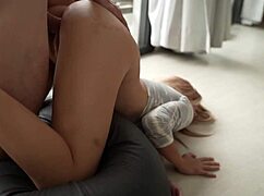 casting cute european blonde's wet pussy and tight ass with muscular guy's huge cock