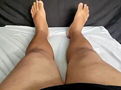 a novinha got caught masturbating so i jerked my small 11cm cock watching her on sheer red 😏