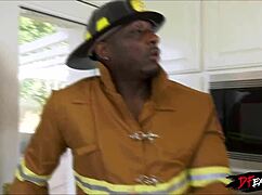 petite blonde teen gasps as BIG BLACK COCK firefighter stretches her tight pussy wide