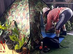 stranger bends nudist milf over at beach camp for juicy pussy doggystyle