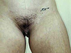 fat ass jiggles wildly while she pees in shower pov