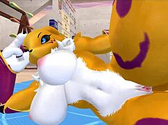 i do renamon workout stretchin to music feelin furry hot