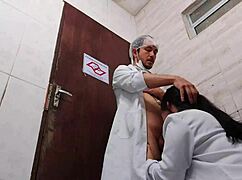 Nurse ditches condom fucking Asian doc in hospital toilet