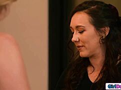 damn, that petite milf footfucks her blonde neighbor's wet pussy good