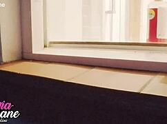 Hey neighbor, catch me flashing big natural tits while showering next door