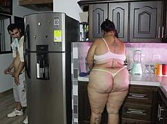 stepmom, did your stepson catch you bent over with big tits out in kitchen? rough daddy fuck gone wrong!