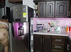 stepmom, did your stepson catch you bent over with big tits out in kitchen? rough daddy fuck gone wrong!