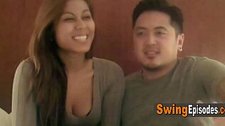 An Asian couple has sex with a hot third in a threesome