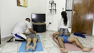 Japanese milf gets a hot massage by her husband